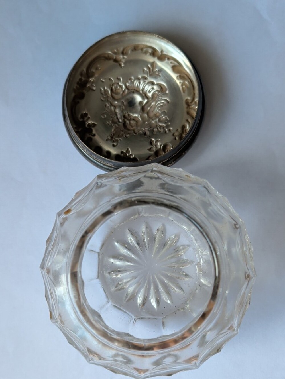 Vintage Glass Jar with Ornate Silver-Tone Lid - Picture 3 of 7